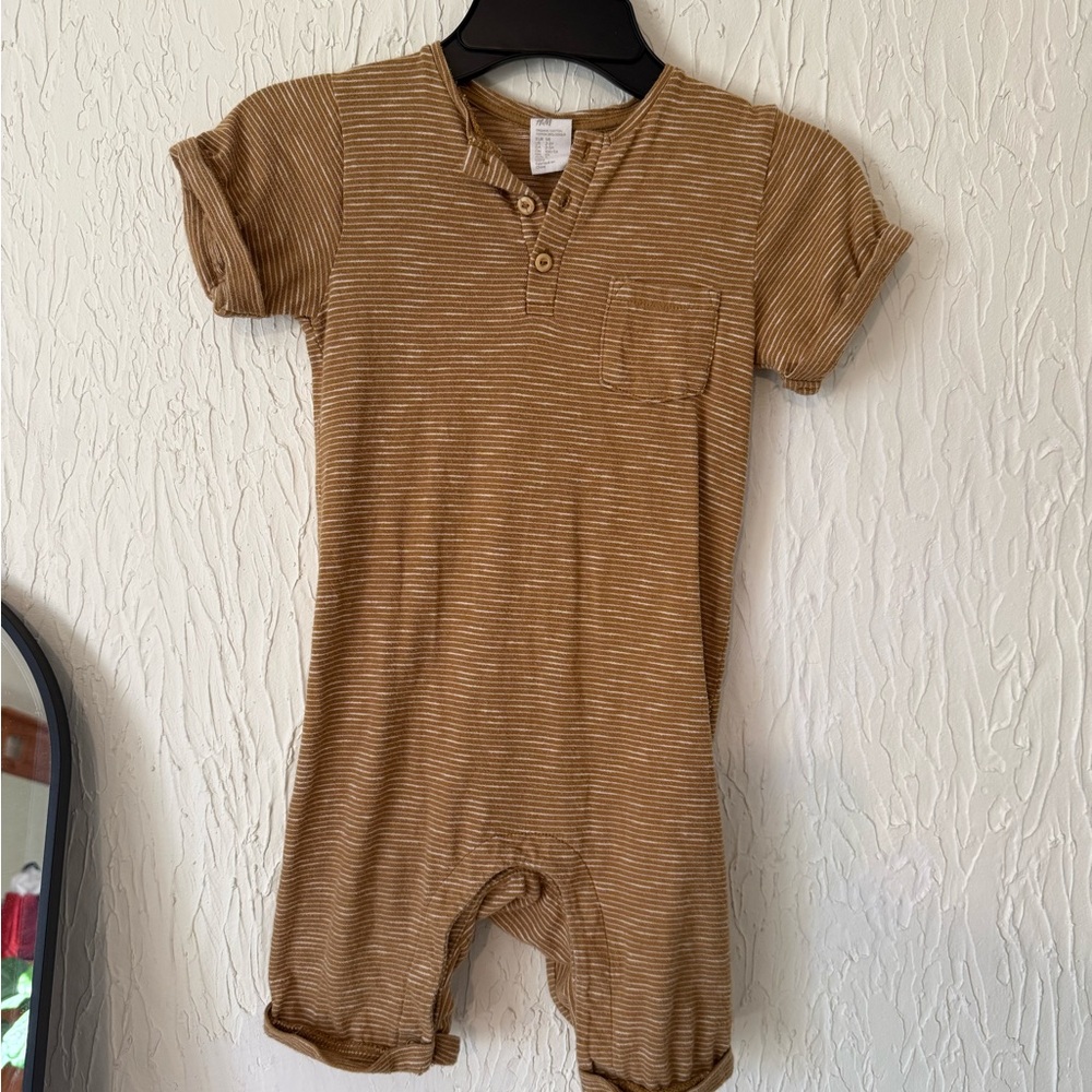 H&M Brown Striped Organic Cotton Romper